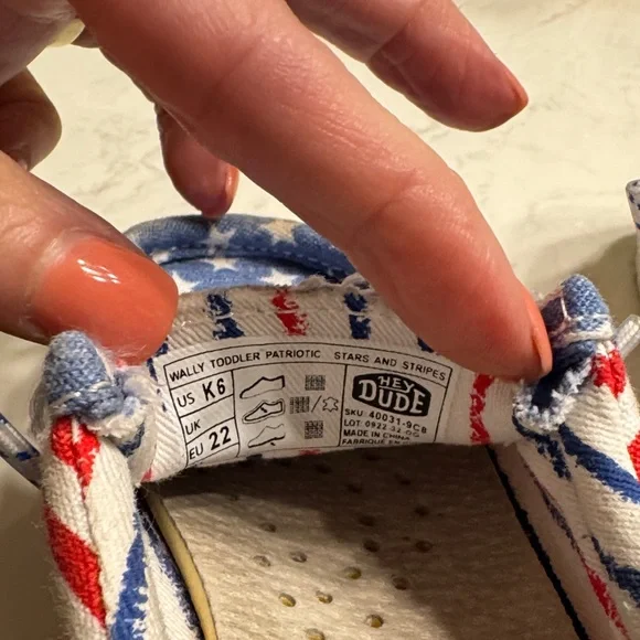 Hey Dude Kids Blue and Red Star Moccasins - Picture 2 of 3